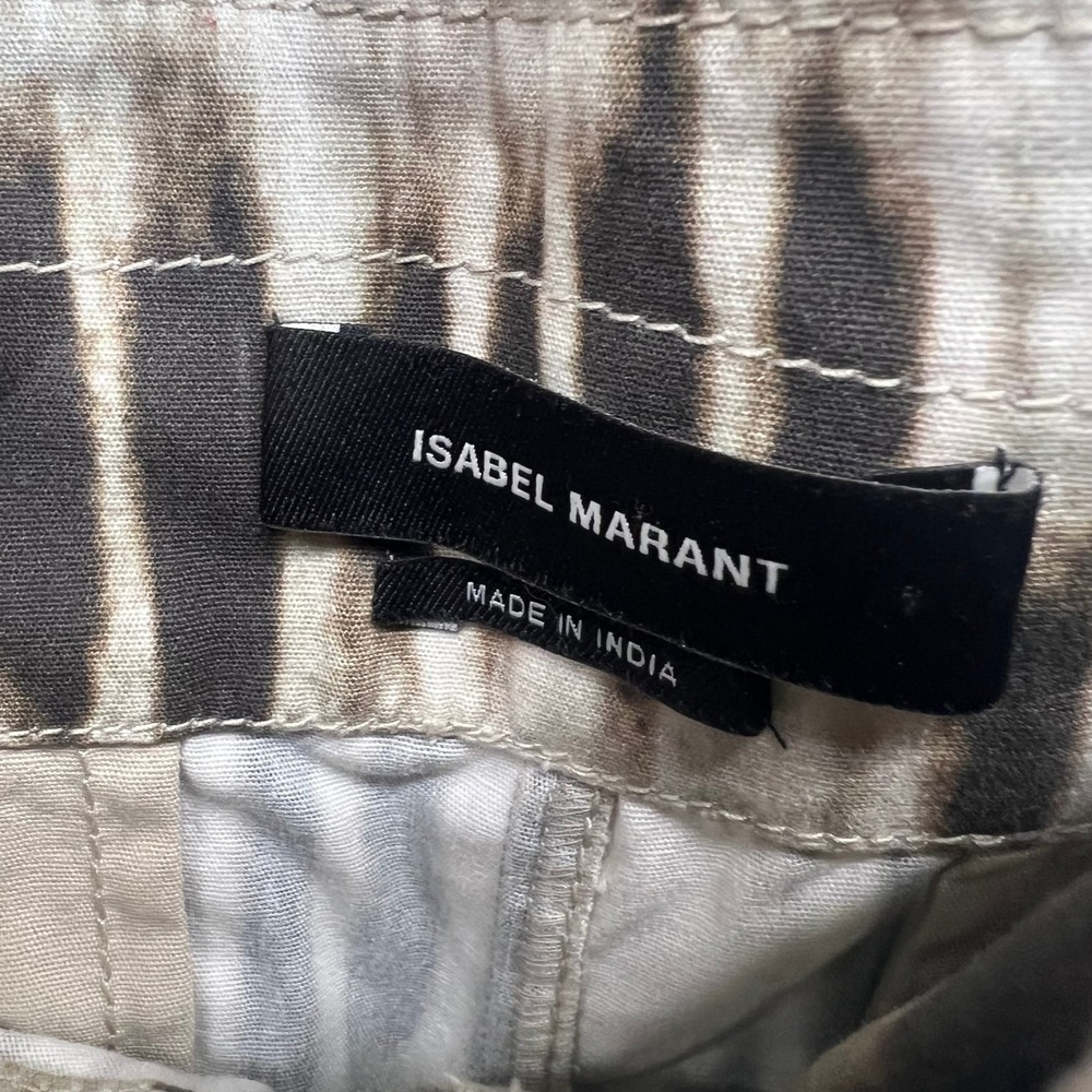Isabel Marant Ilirya Shorts Womens 38 Khaki Tie Dye Ikat High Waist Cotton NWT - Picture 5 of 11